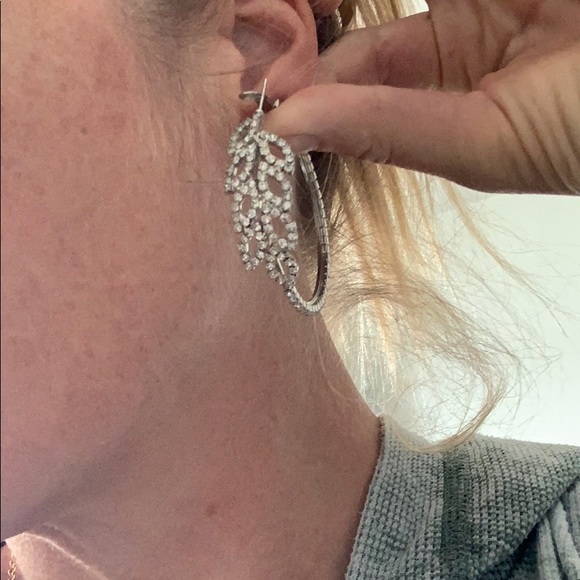 cZ rhinestone hoop earrings - Picture 2 of 5